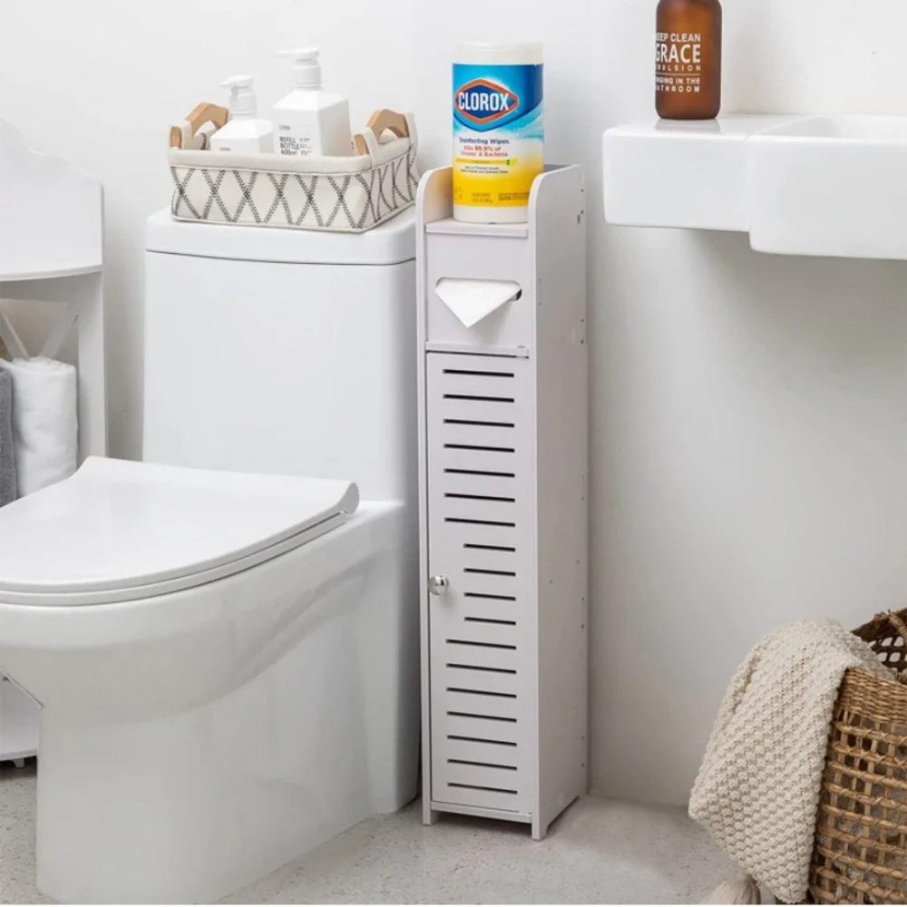 Small Bathroom Storage Corner Floor Cabinet with Doors and Shelves